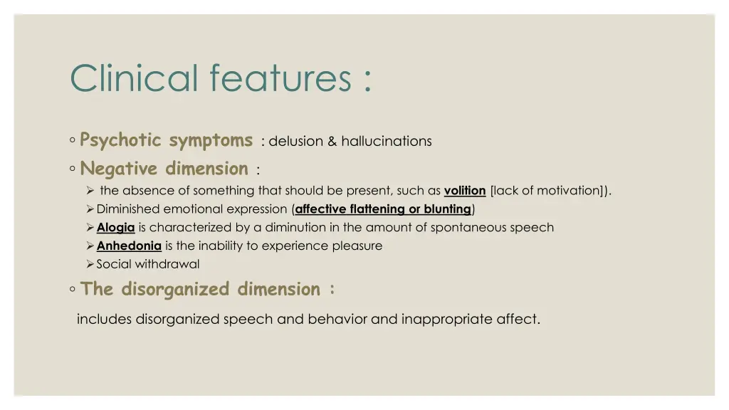 clinical features
