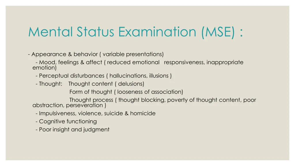 mental status examination mse
