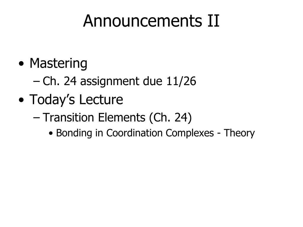 announcements ii