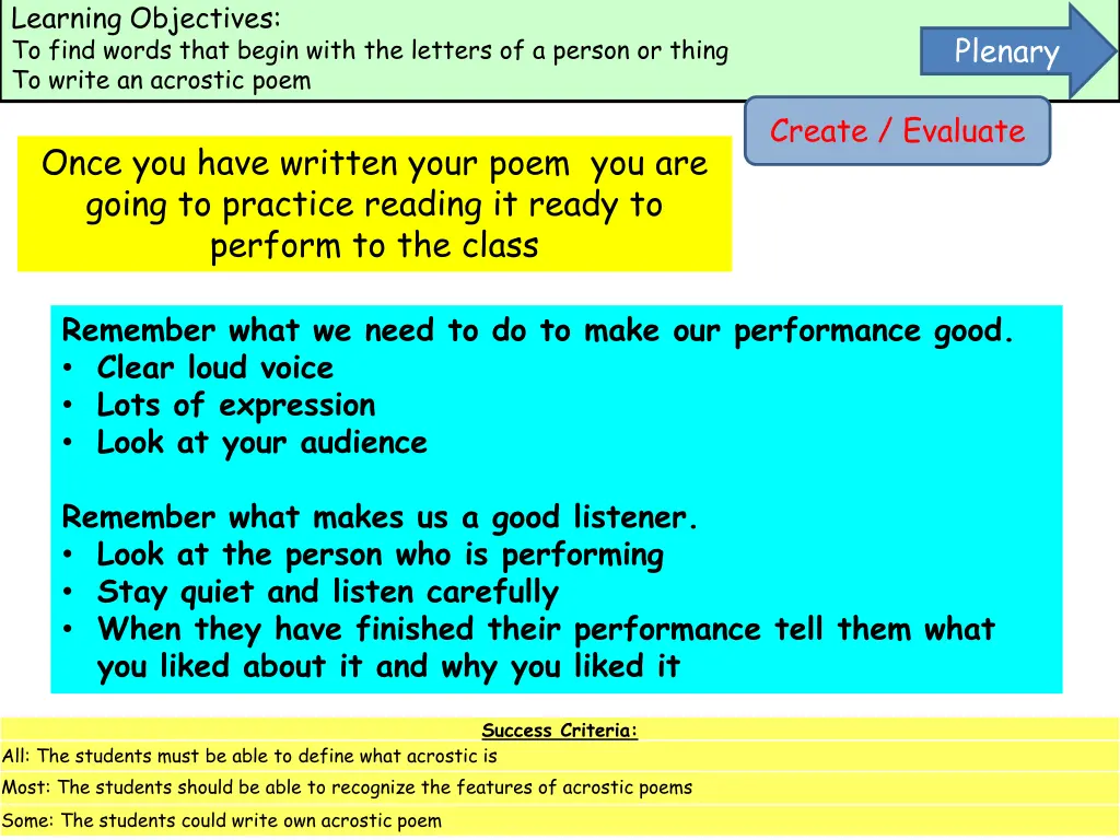 learning objectives to find words that begin with 7