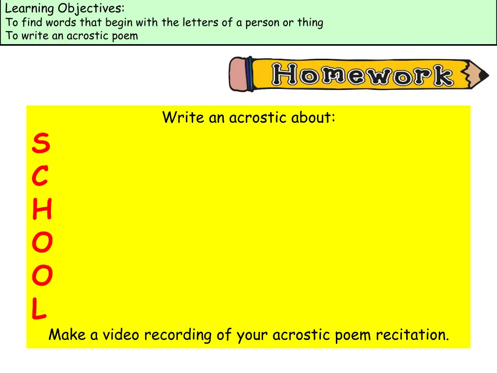 learning objectives to find words that begin with 8