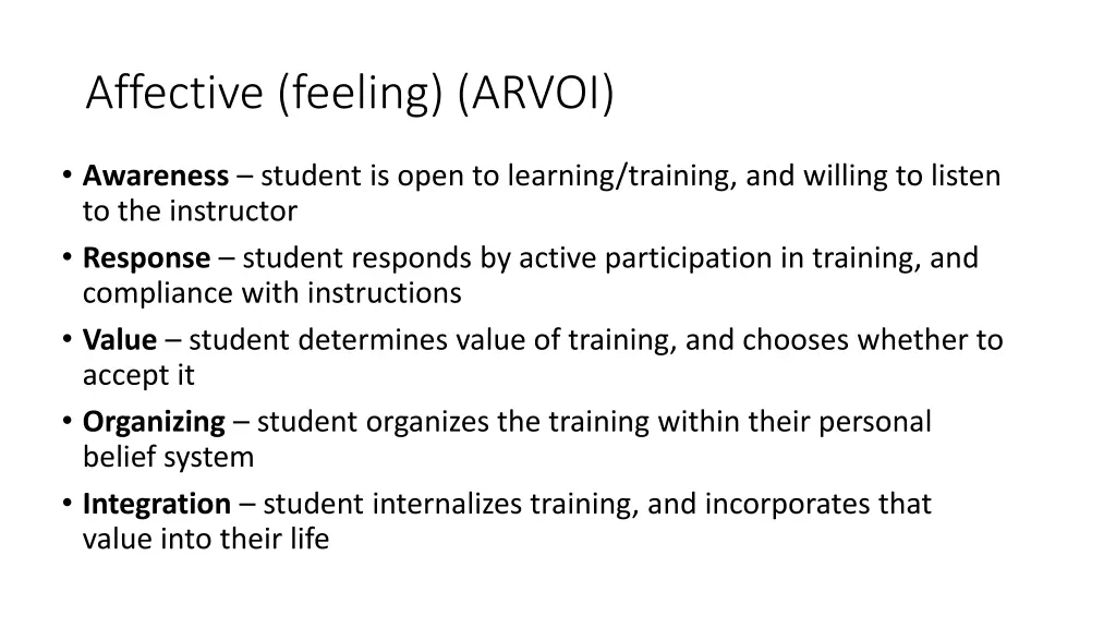 affective feeling arvoi