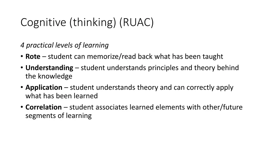 cognitive thinking ruac