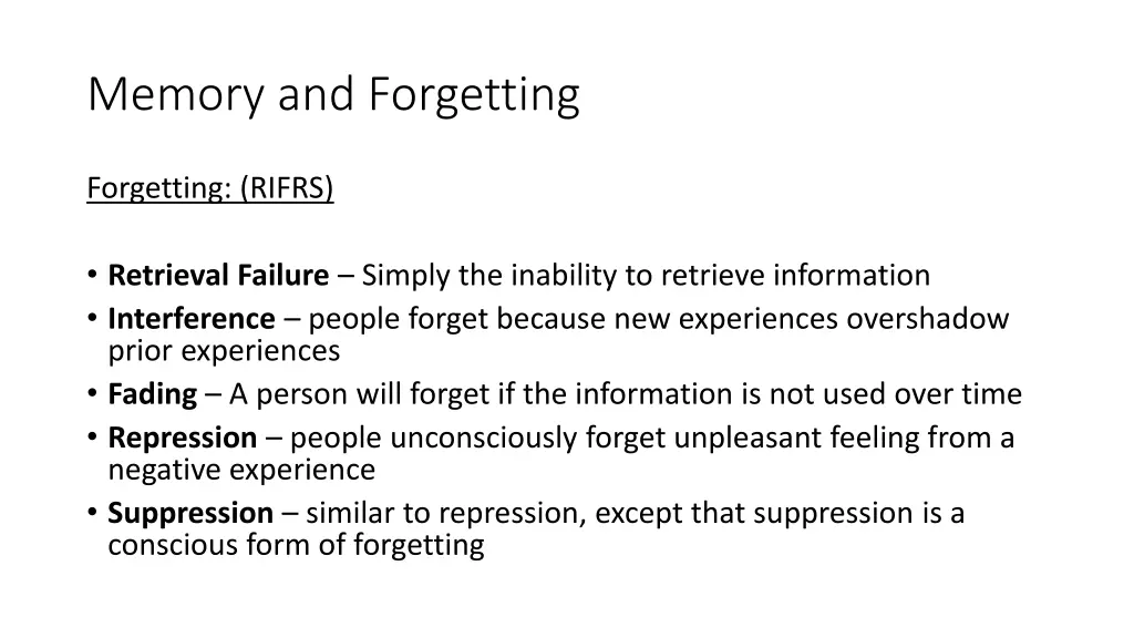 memory and forgetting
