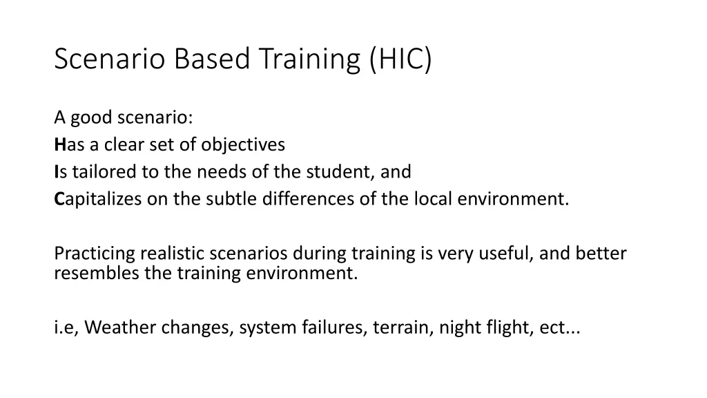 scenario based training hic
