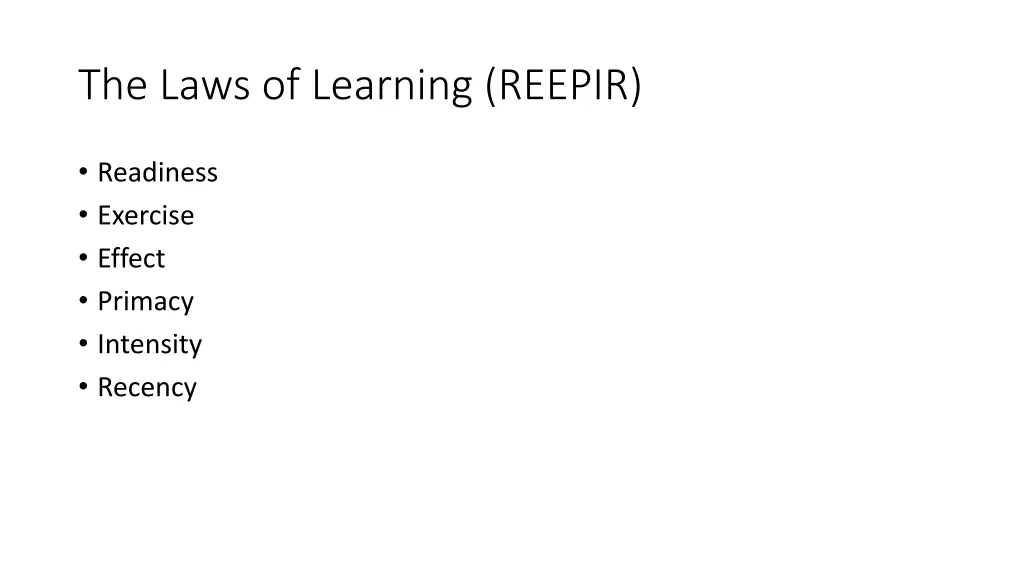 the laws of learning reepir