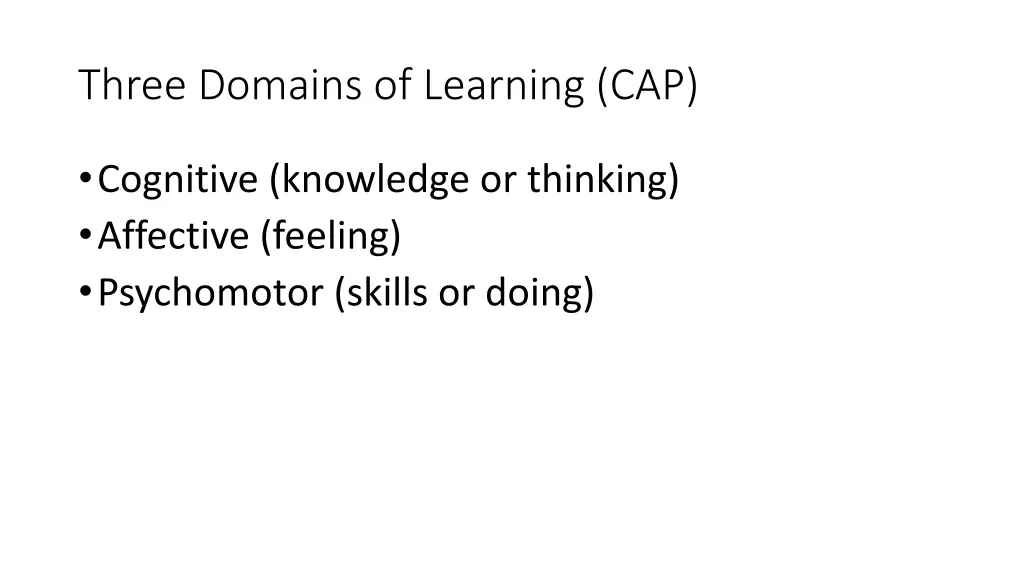 three domains of learning cap