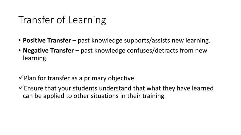 transfer of learning