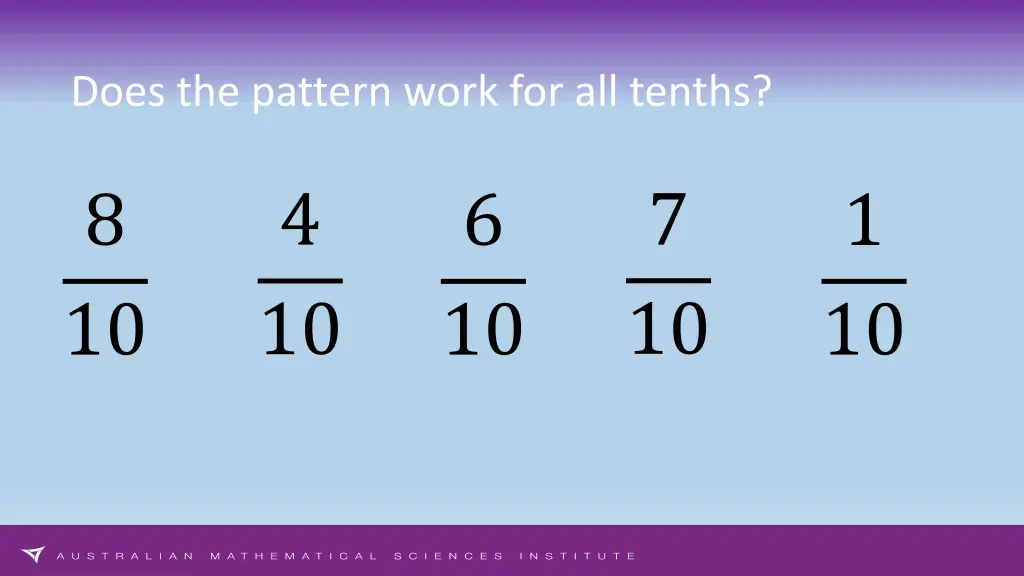 does the pattern work for all tenths