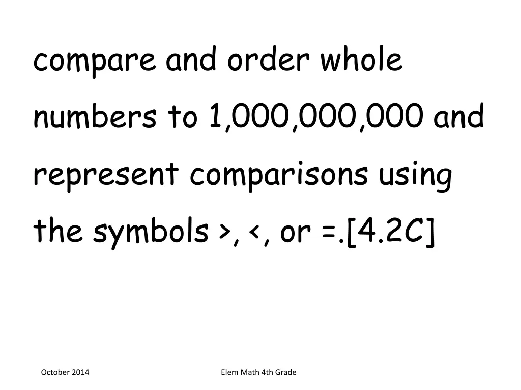 compare and order whole numbers