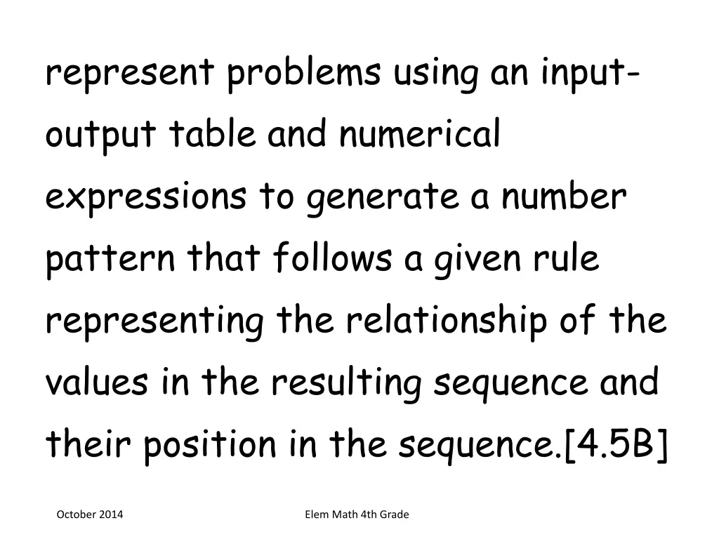 represent problems using an input output table