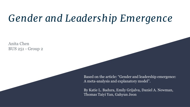gender and leadership emergence