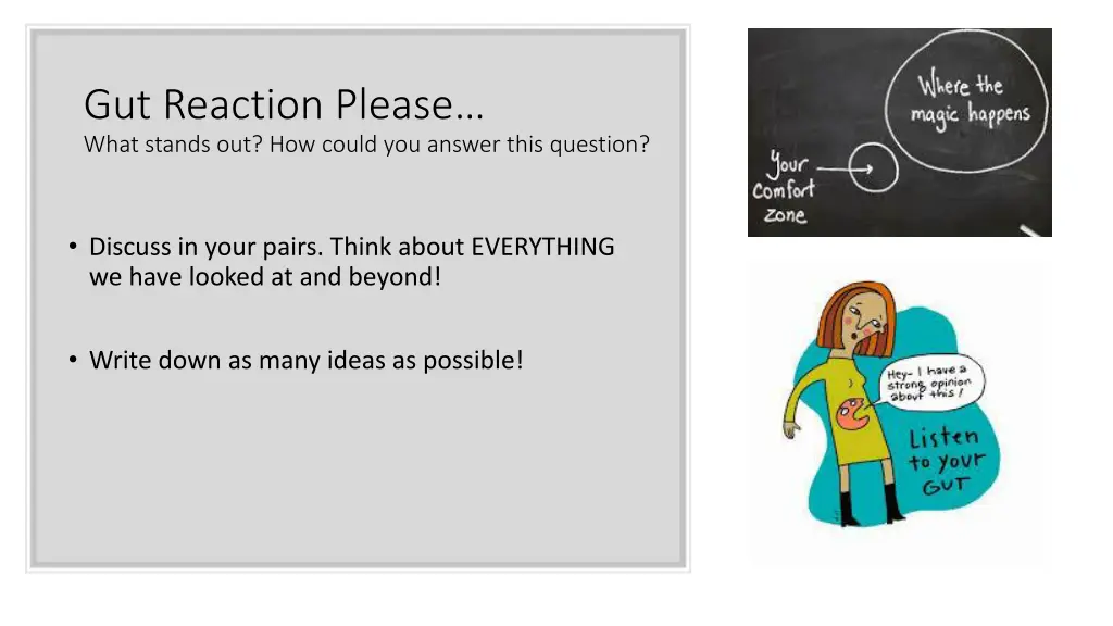 gut reaction please what stands out how could