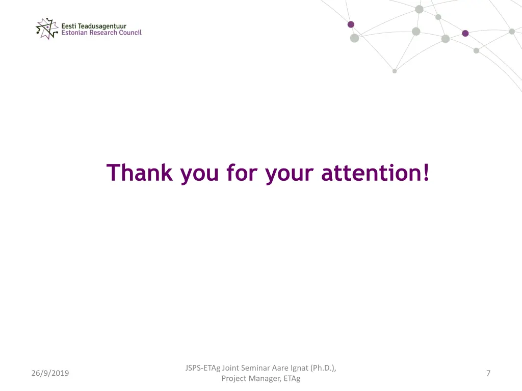 thank you for your attention