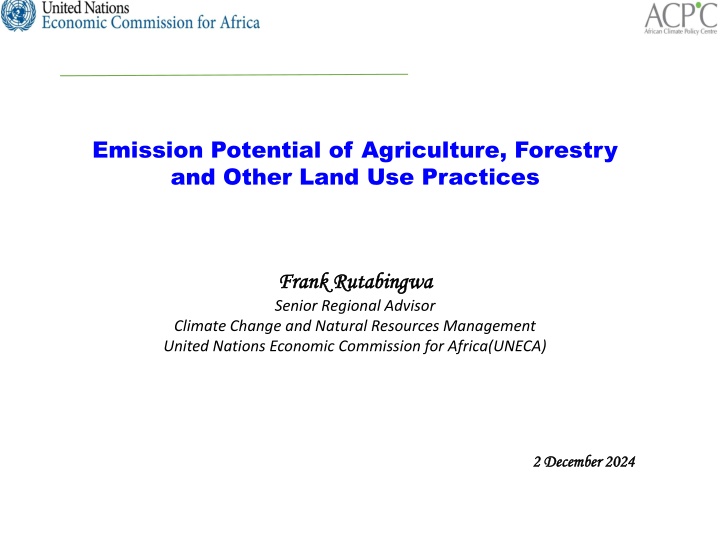 emission potential of agriculture forestry