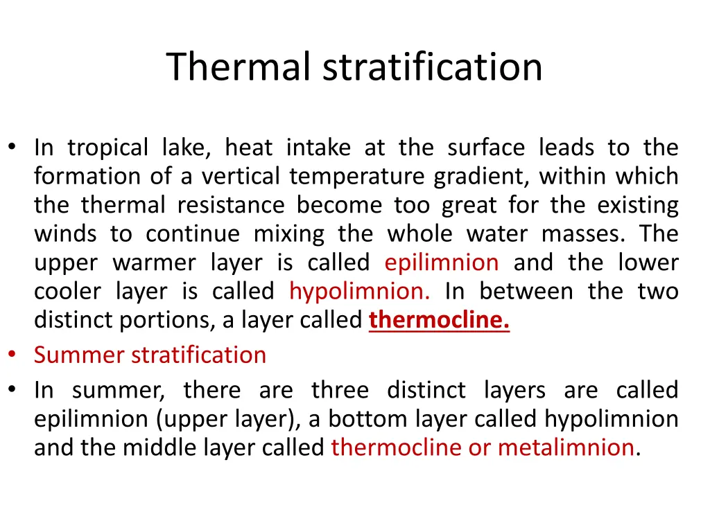 thermal stratification