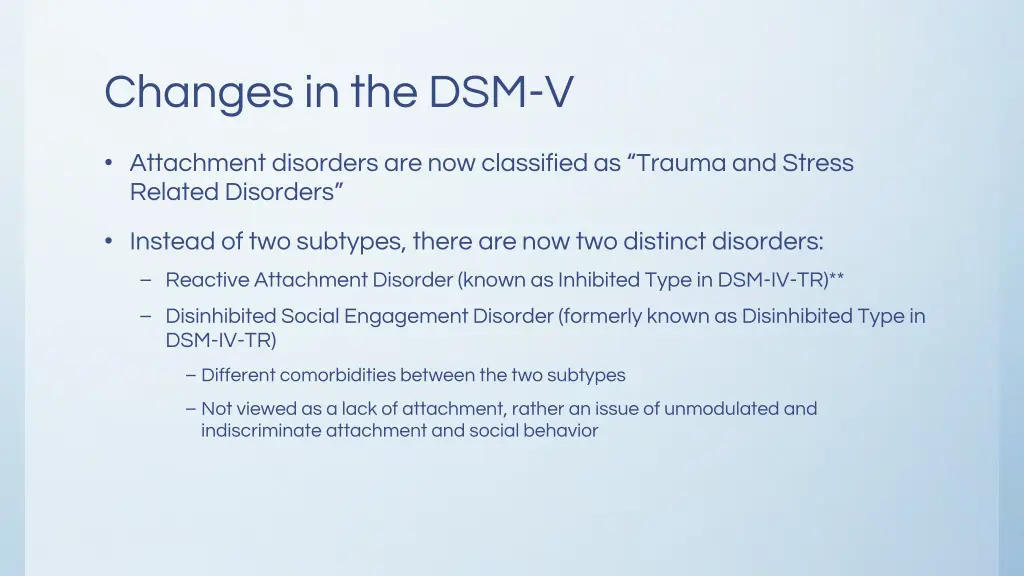 changes in the dsm v