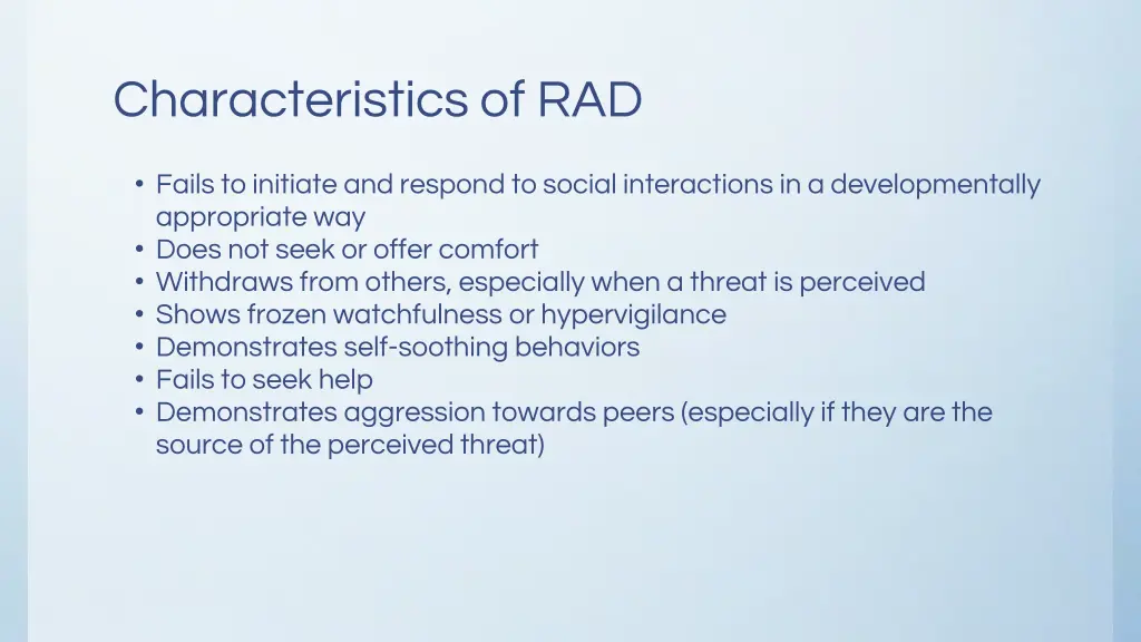 characteristics of rad