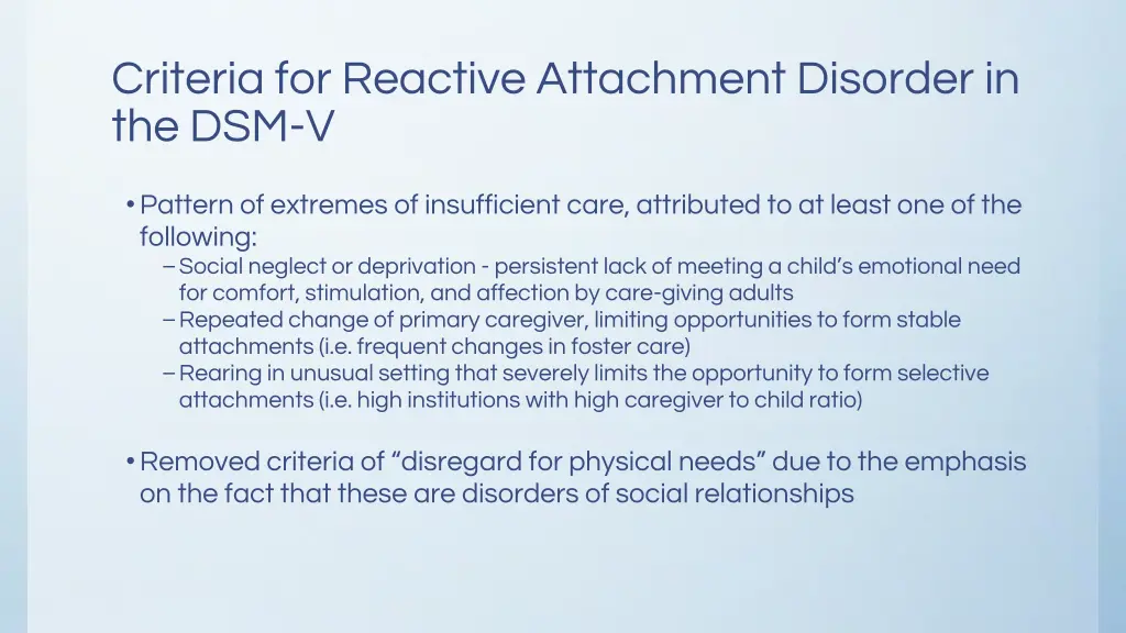 criteria for reactive attachment disorder