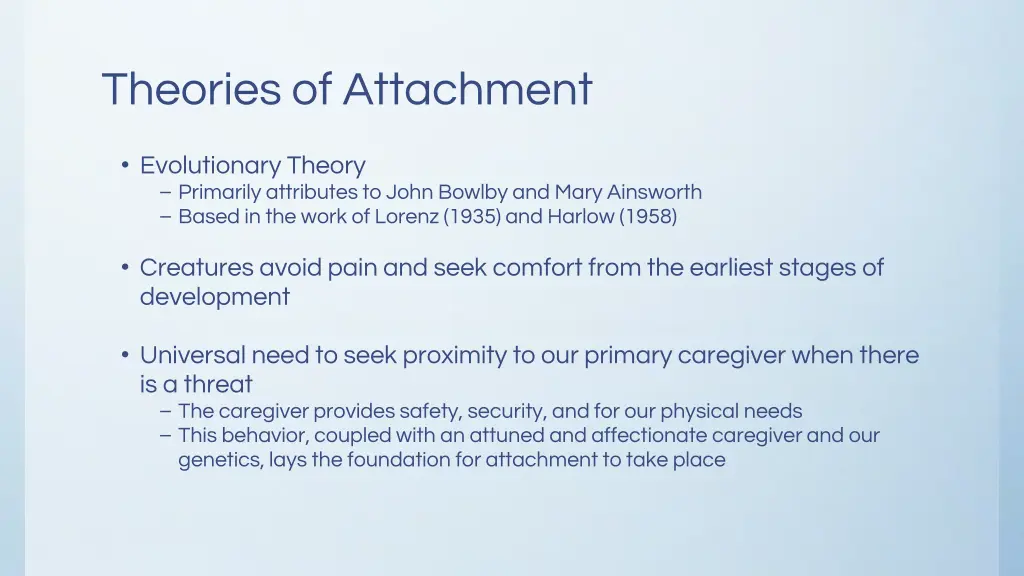 theories of attachment 1