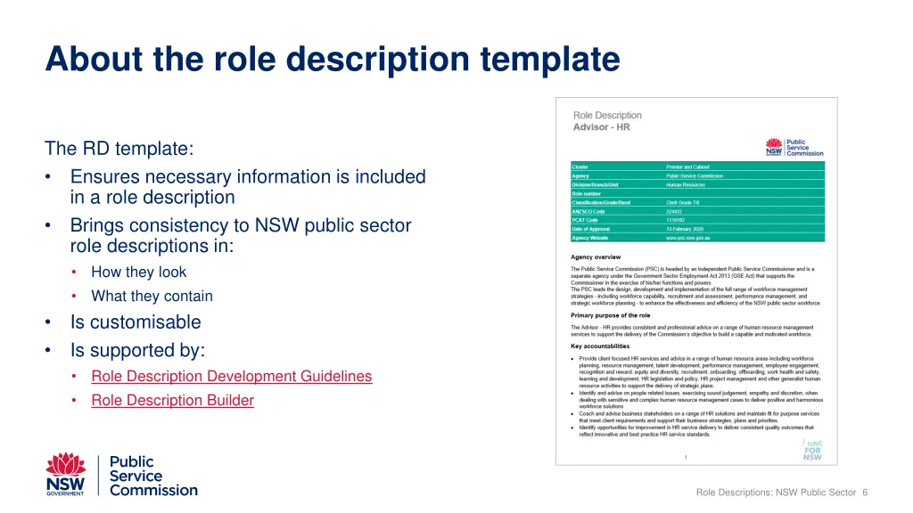 about the role description template