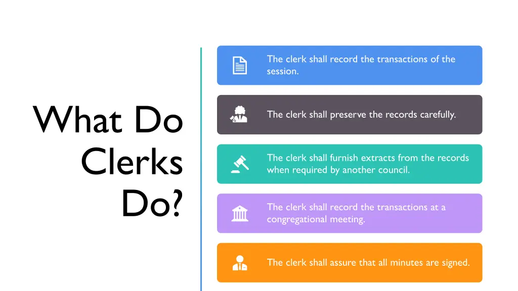 the clerk shall record the transactions