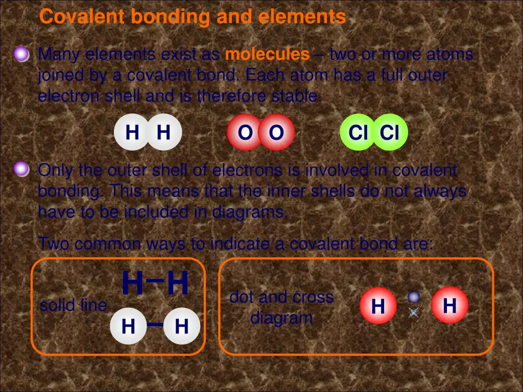 covalent bonding and elements