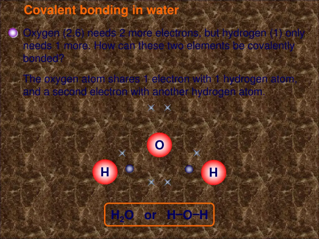 covalent bonding in water