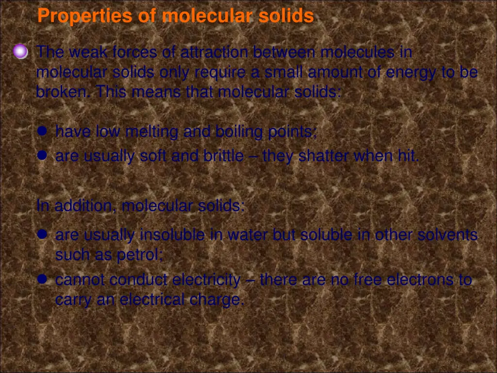 properties of molecular solids