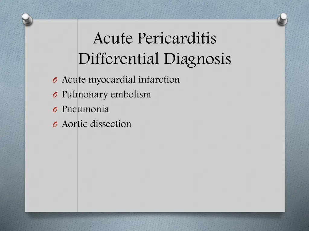 acute pericarditis differential diagnosis
