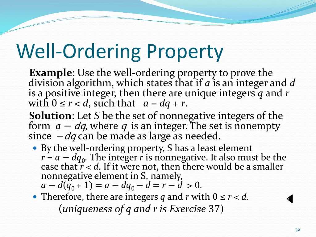 well ordering property example use the well