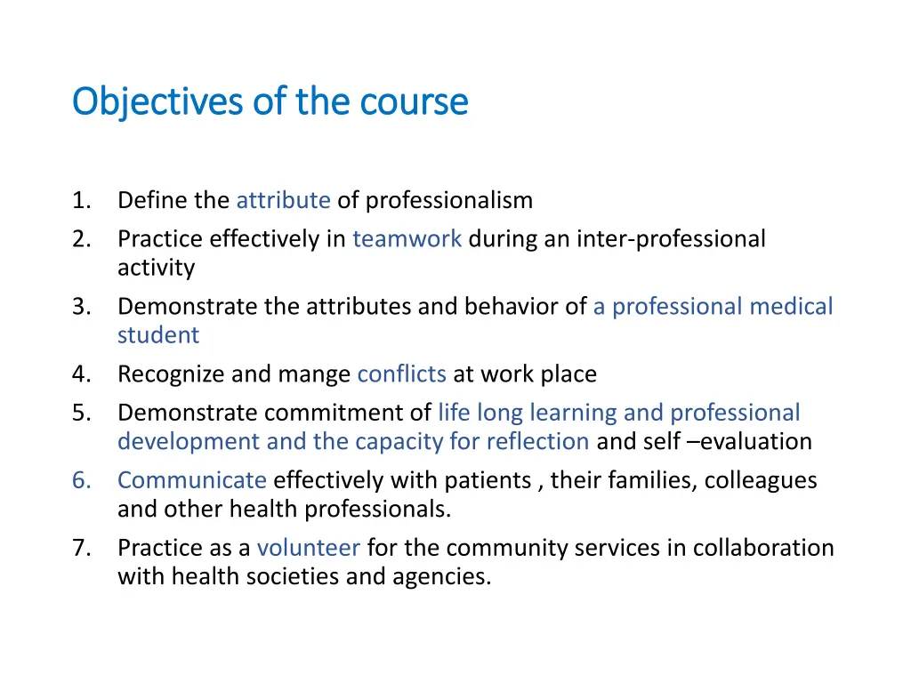 objectives of the course objectives of the course