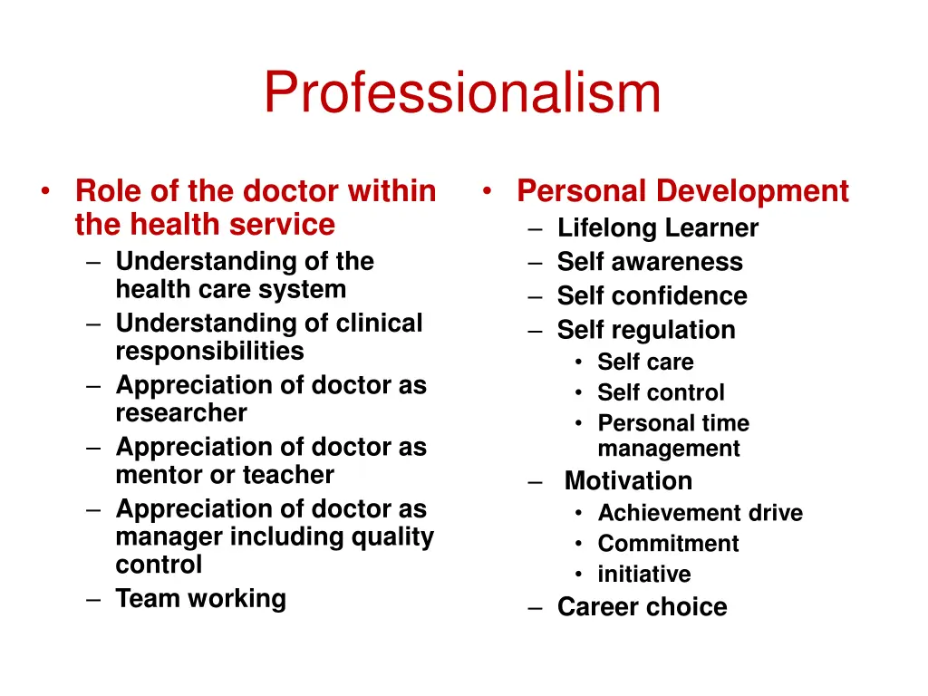 professionalism