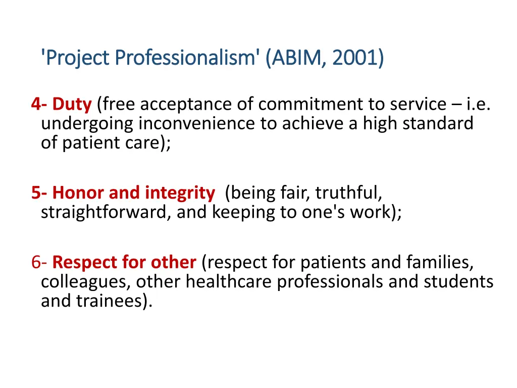 project professionalism abim 2001 project