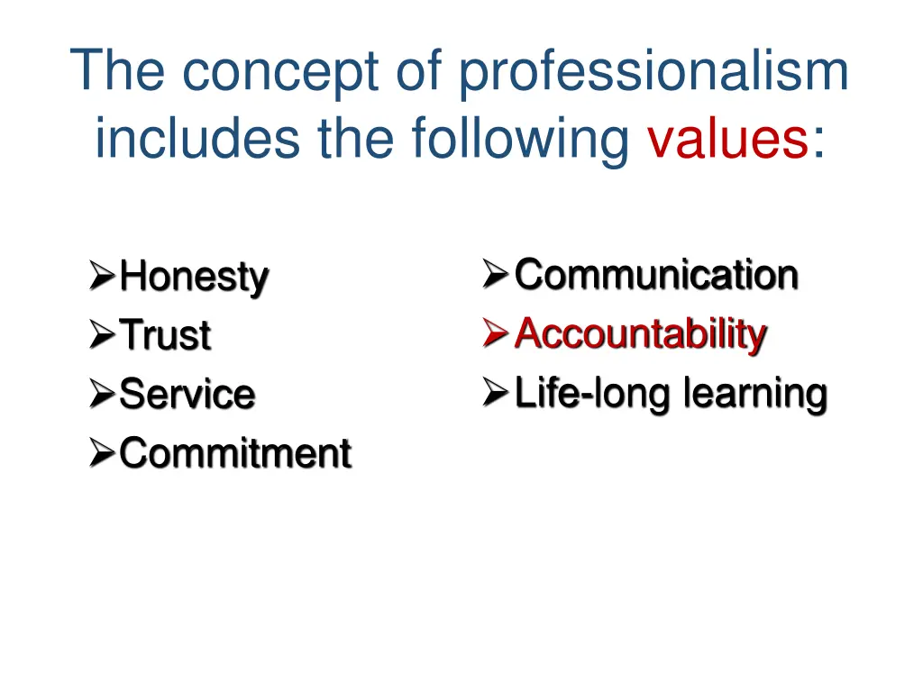 the concept of professionalism includes