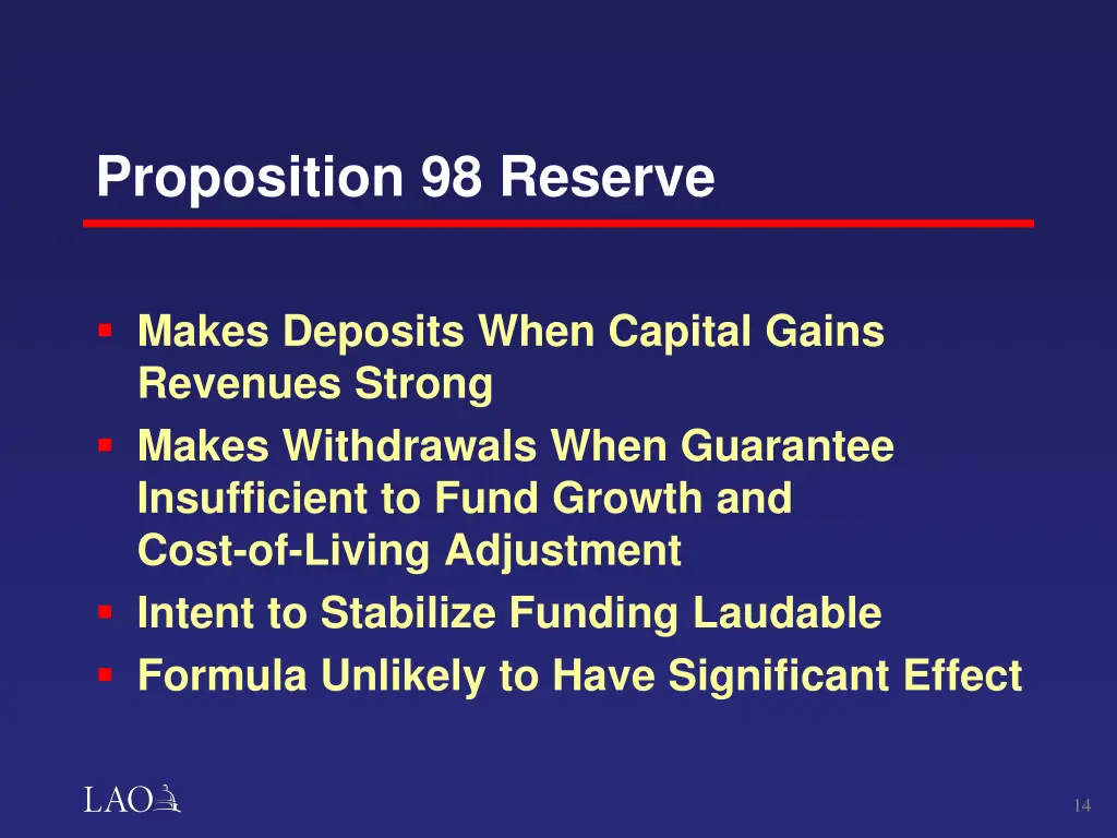 proposition 98 reserve