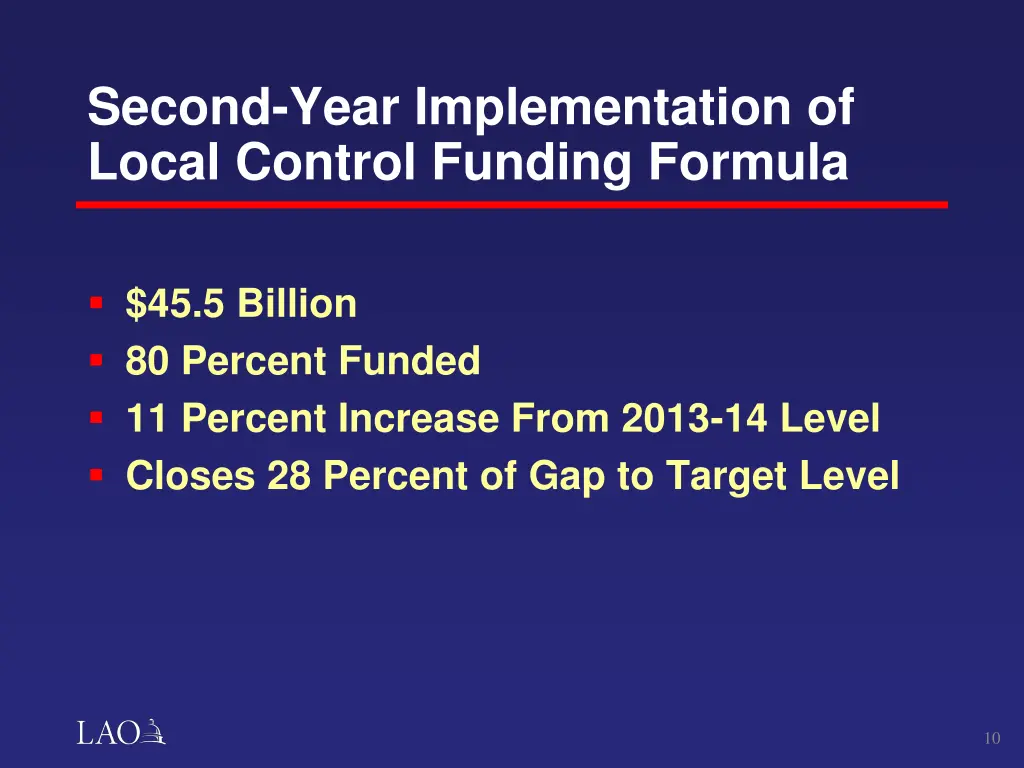second year implementation of local control