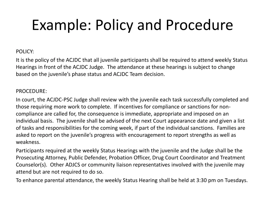 example policy and procedure