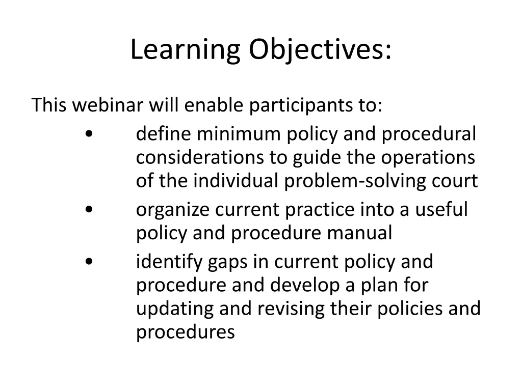 learning objectives