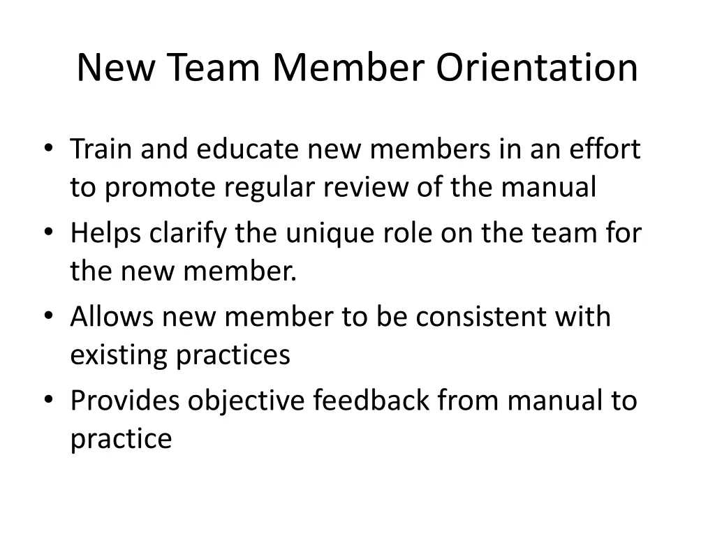 new team member orientation