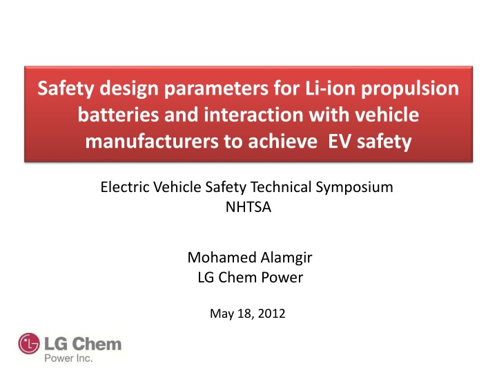 safety design parameters for li ion propulsion