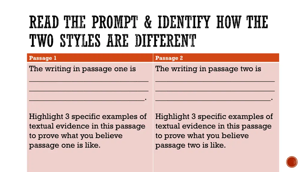 read the prompt identify how the two styles