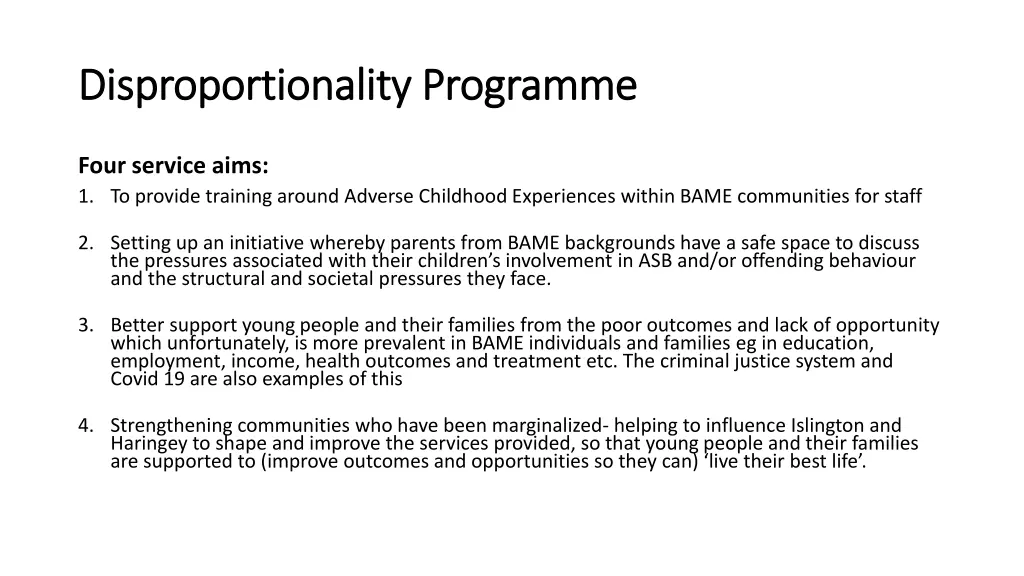 disproportionality programme disproportionality
