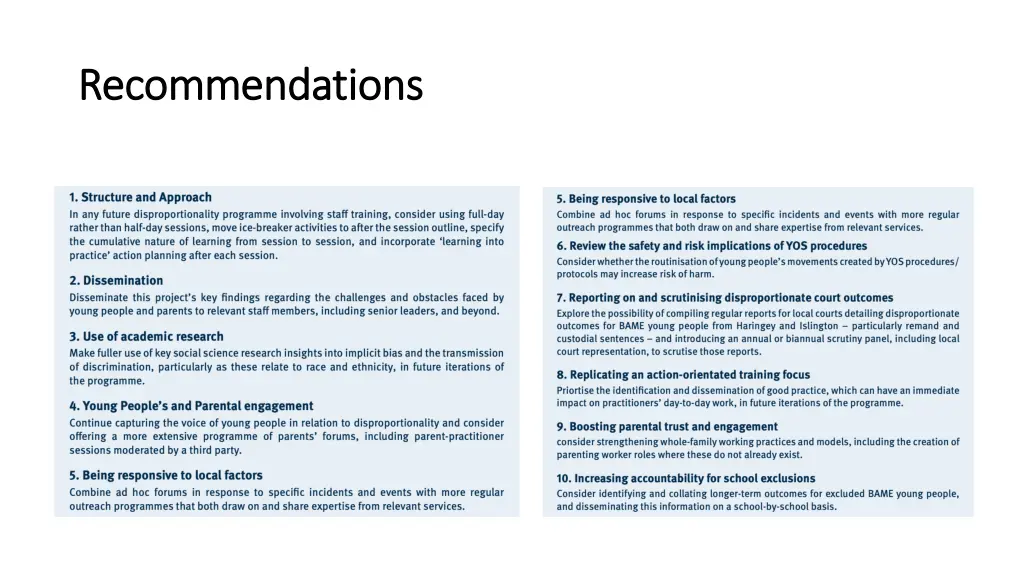 recommendations recommendations