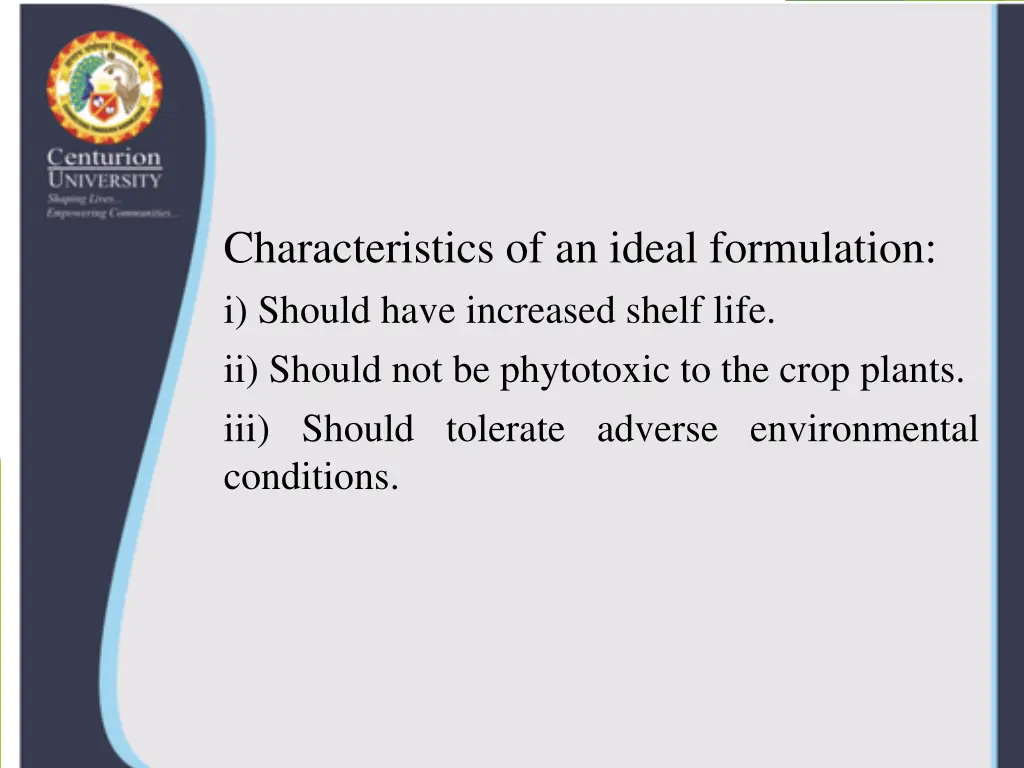 characteristics of an ideal formulation i should