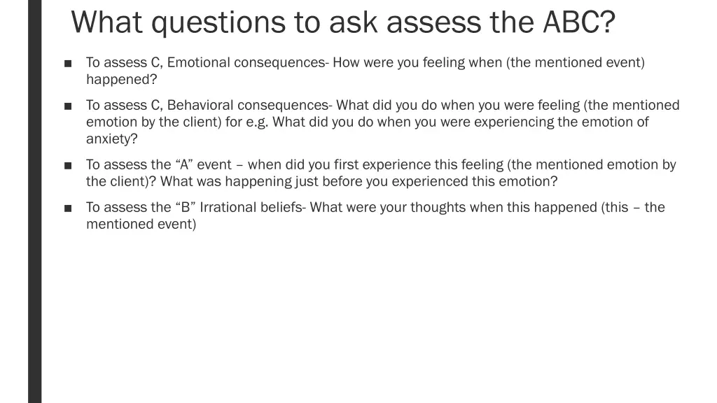 what questions to ask assess the abc