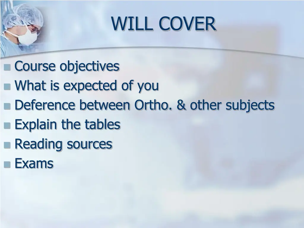will cover