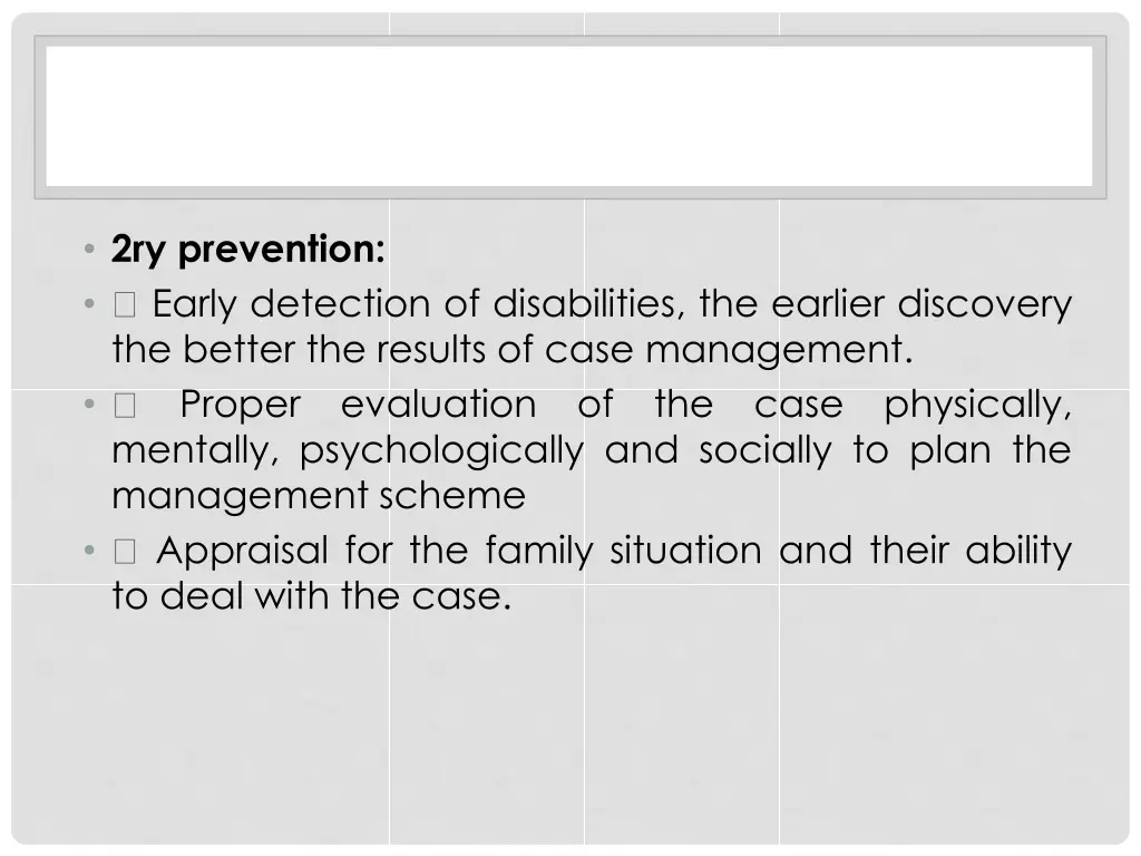 2ry prevention early detection of disabilities