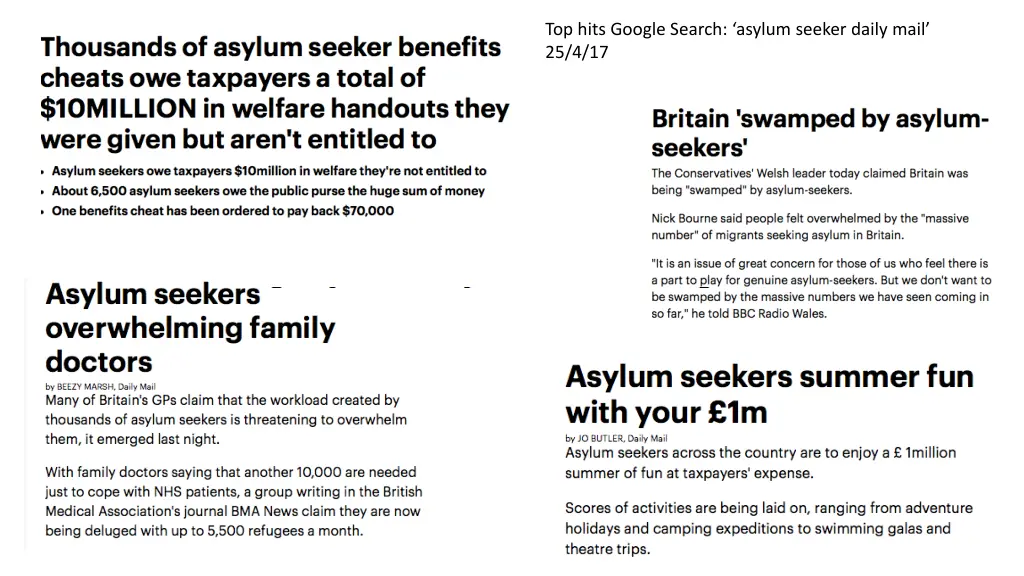 top hits google search asylum seeker daily mail