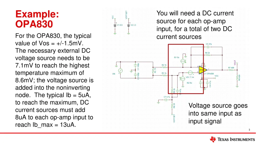 example opa830 for the opa830 the typical value